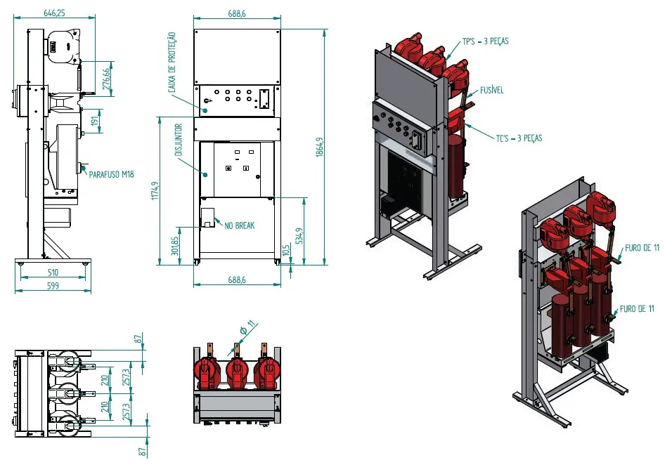 Desenho Técnico 17,5kV - 630A
